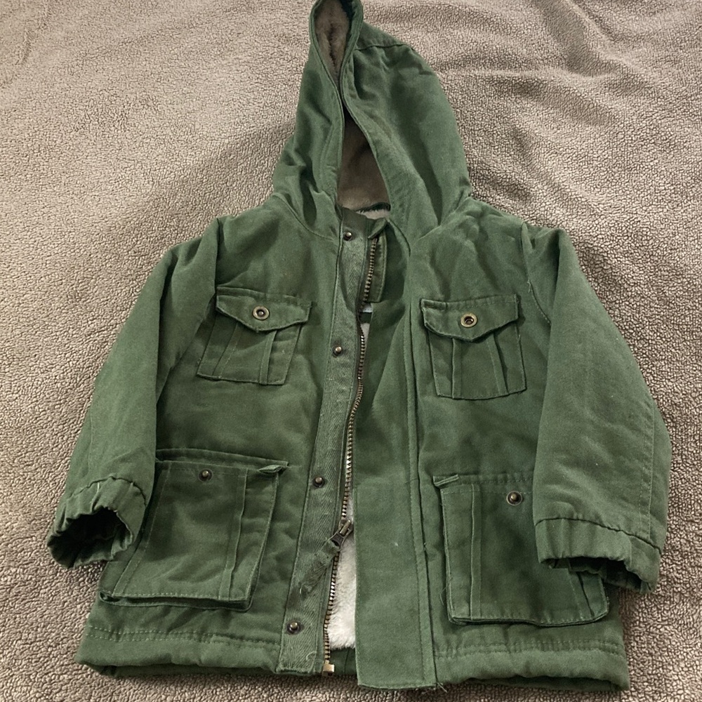 Cat & Jack Olive Green Hooded Puffer Coat